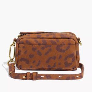 Madewell Nubuck Carabiner Mini Crossbody Bag in Leopard Print